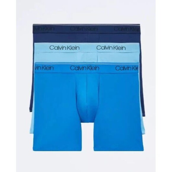 CALVIN KLEIN Boxer Brief Mens Medium Blue 3-Pack Microfiber Stretch Classic Fit - Picture 1 of 5